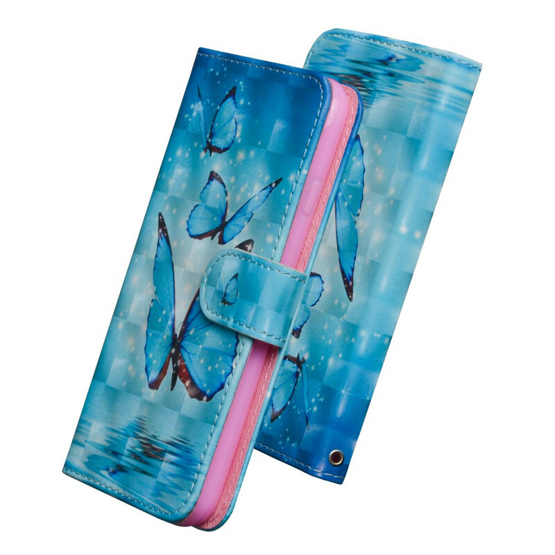 Housse iPhone 12 Papillons Bleus Volants