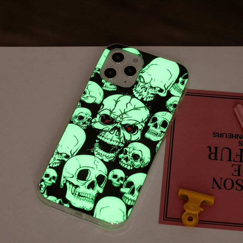 Coque iPhone 12 Pro Max Attention Têtes de Mort Fluorescente