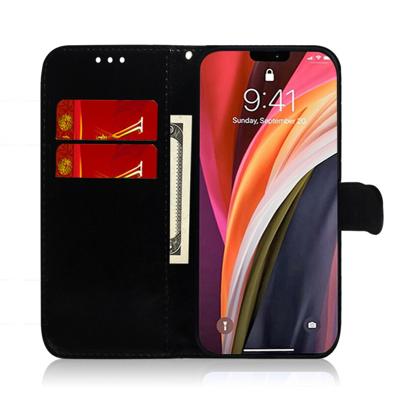 Housse iPhone 12 Pro Max Simili Cuir Couverture Miroir