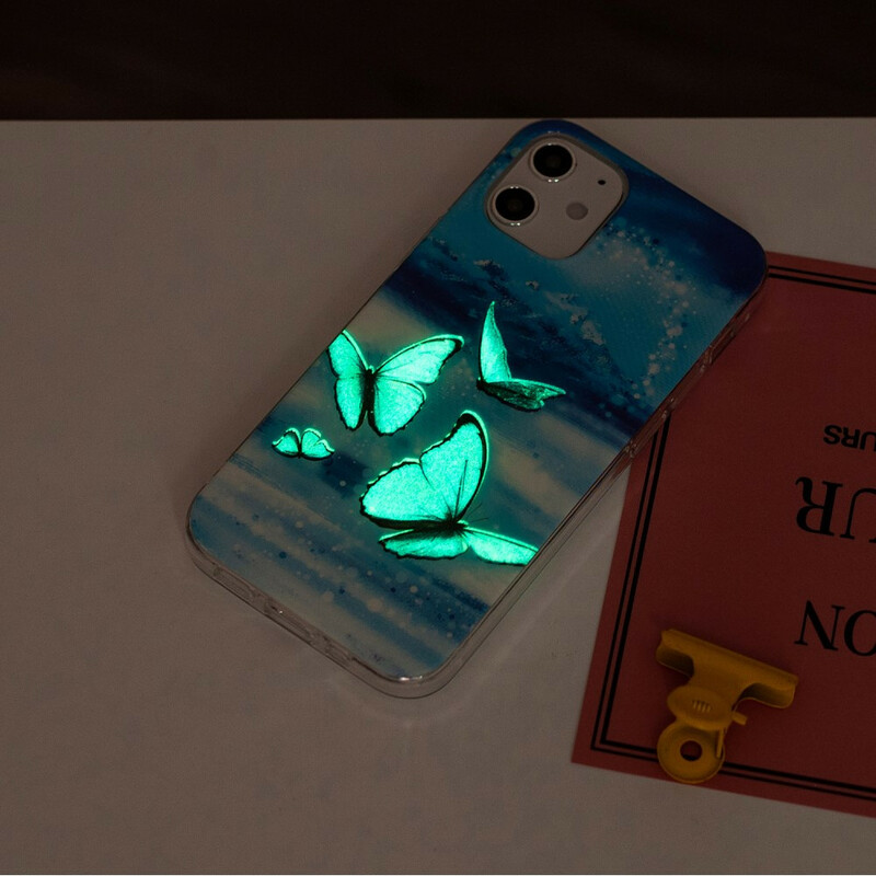 Coque iPhone 12 Max / 12 Pro Série Papillons Fluorescente