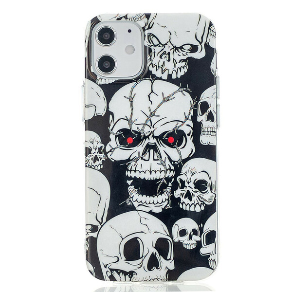 Coque iPhone 12 Max / 12 Pro Attention Têtes de Mort Fluorescente