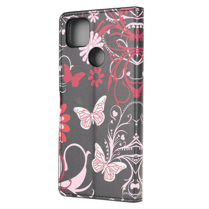 Housse Xiaomi Redmi 9C Papillons et Fleurs