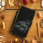 Housse Xiaomi Redmi 9C Yeux Vert de Chat Noir