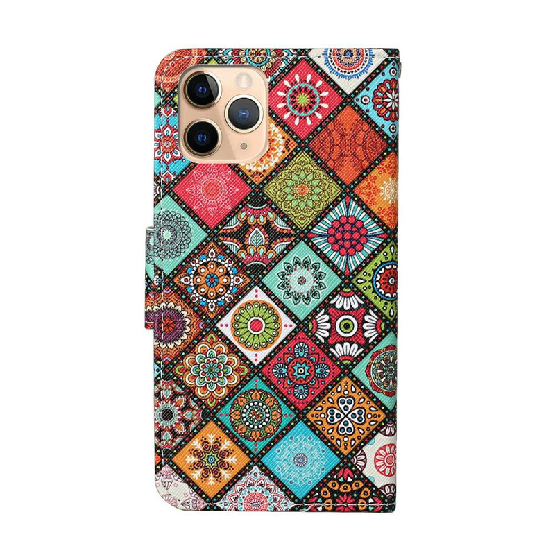 Housse iPhone 12 Pro Max Patchwork Mandalas avec Lanière