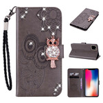 Housse iPhone 12 Max / 12 Pro Hibou Mandala et Breloque