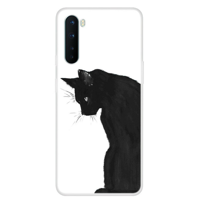 Coque OnePlus Nord Chat Noir Pensif