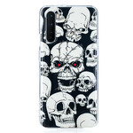 Coque OnePlus Nord Attention Têtes de Mort Fluorescente