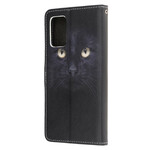 Housse Samsung Galaxy S20 FE Yeux de Chat Noir à Lanière