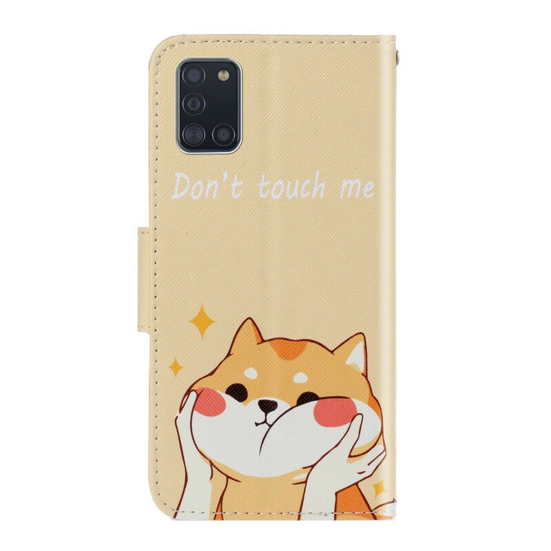 Housse Samsung Galaxy A31 Chat Don't Touch Me à Lanière