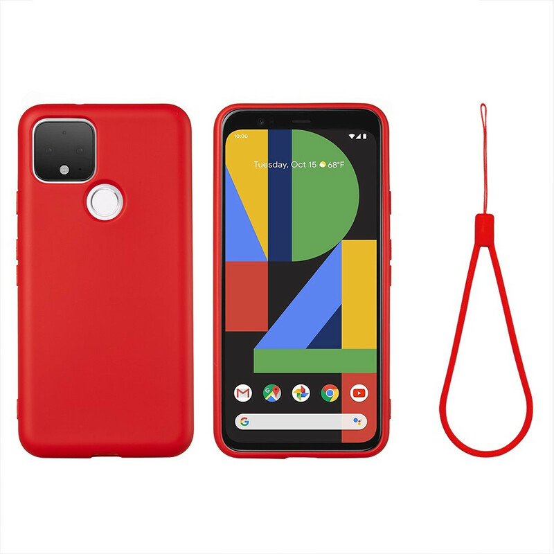 Coque Google Pixel 4A 5G Conception Silicone Liquide avec Lanière