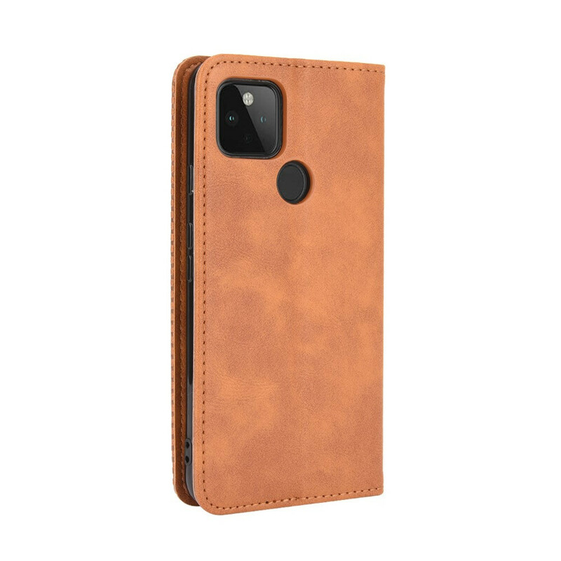 Flip Cover Goolge Pixel 4a 5G Effet Cuir Vintage Stylisé