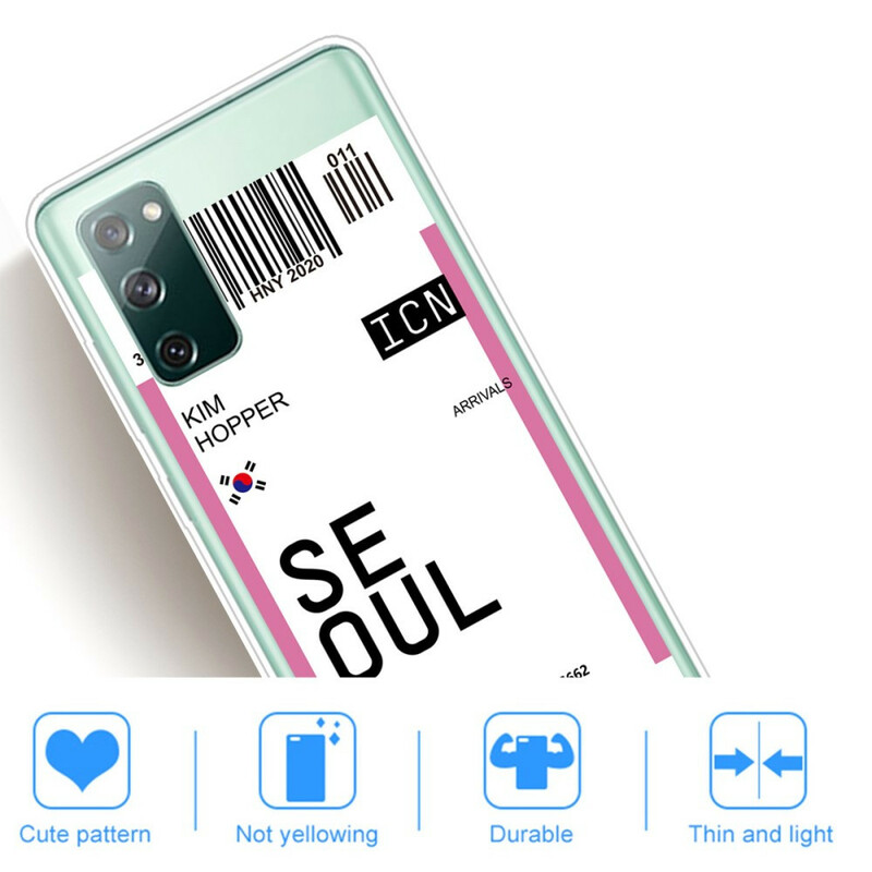 Coque Samsung Galaxy S20 FE Boarding Pass to Seoul