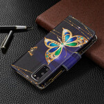 Housse Samsung Galaxy S20 Poche Zippée Papillons