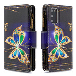 Housse Samsung Galaxy S20 Poche Zippée Papillons