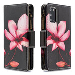 Housse Samsung Galaxy S20 Poche Zippée Fleur