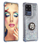 Coque Samsung Galaxy S20 Ultra Paillettes Anneau-Support