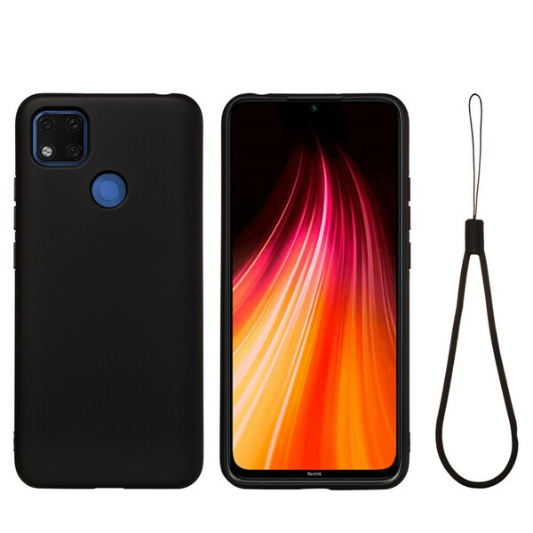 Coque Xiaomi Redmi 9C Silicone Liquide Avec Lanière