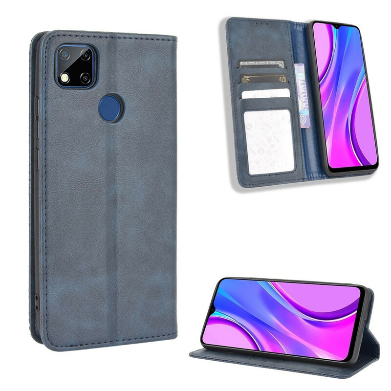 Flip Cover Xiaomi Redmi 9C Effet Cuir Vintage Stylisé