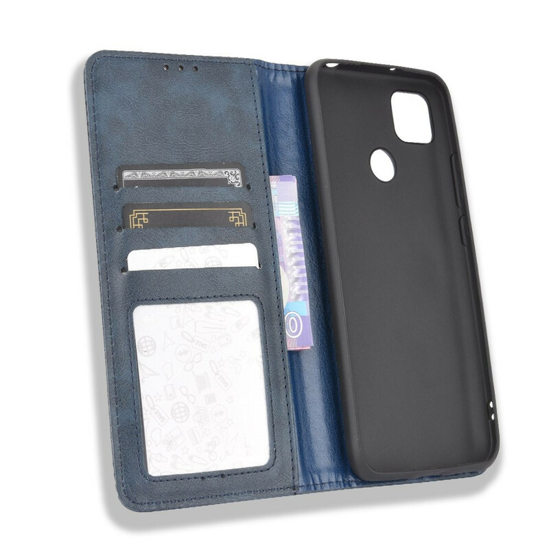 Flip Cover Xiaomi Redmi 9C Effet Cuir Vintage Stylisé