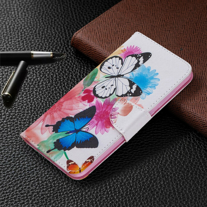 Housse Xiaomi Redmi Note 9 Papillons et Fleurs Peints