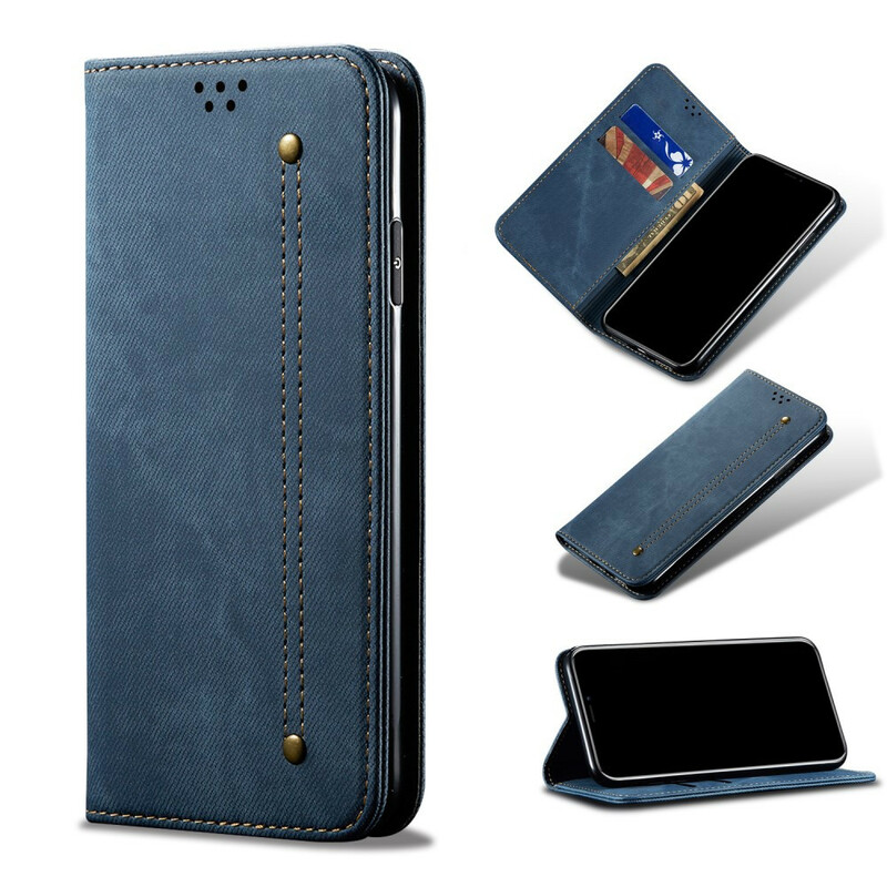 Flip Cover Xiaomi Redmi Note 9 Tissu Jeans