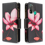 Housse Huawei P Smart 2020 Poche Zippée Fleur