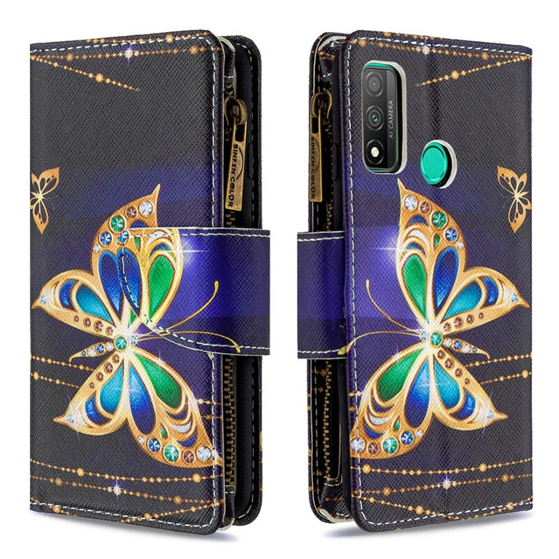 Housse Huawei P Smart 2020 Poche Zippée Papillons