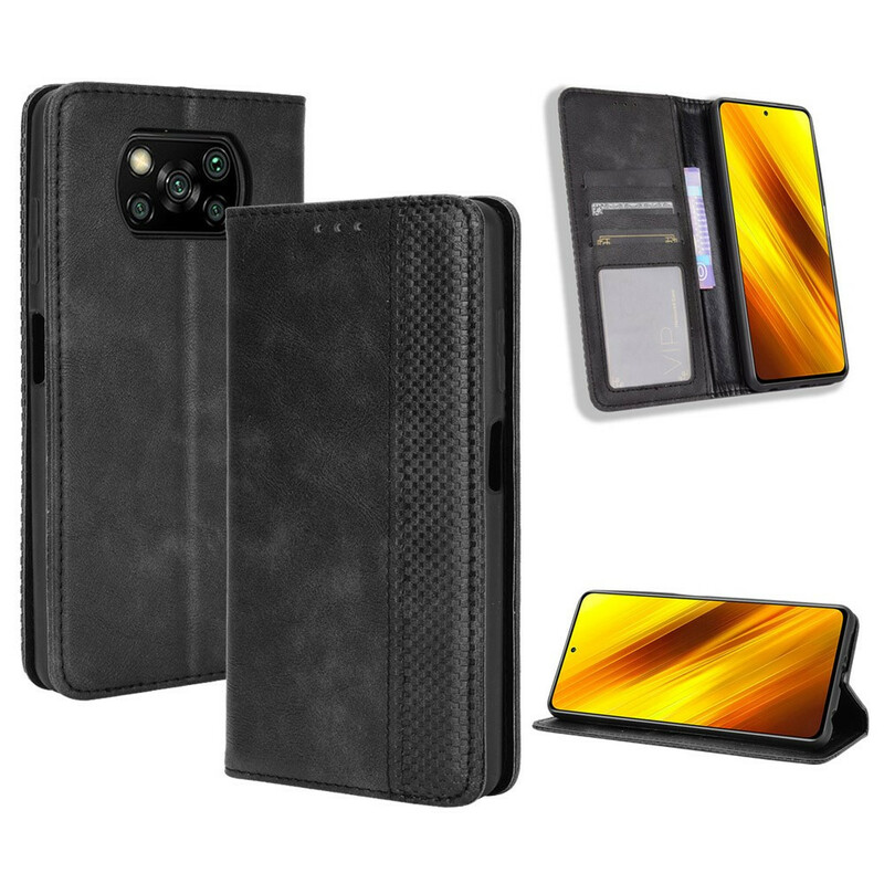 Flip Cover Poco X3 Effet Cuir Vintage Stylisé