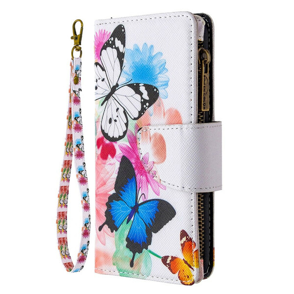 Housse Samsung Galaxy Note 10 Poche Zippée Papillons