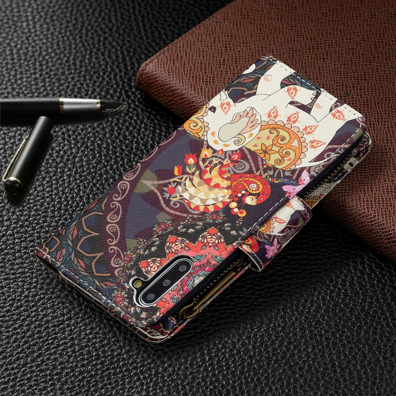 Housse Samsung Galaxy Note 10 Poche Zippée Éléphant