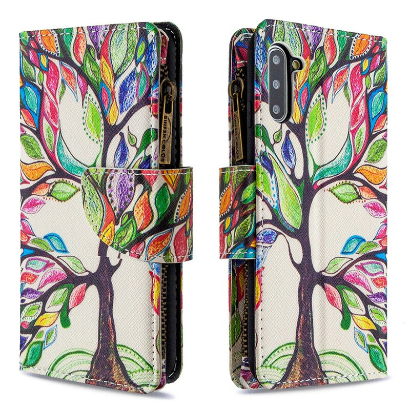 Housse Samsung Galaxy Note 10 Poche Zippée Arbre