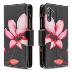 Housse Samsung Galaxy Note 10 Poche Zippée Fleur