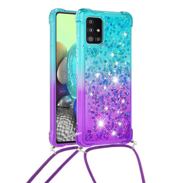 Coque Samsung Galaxy A71 Silicone Paillettes et Cordon