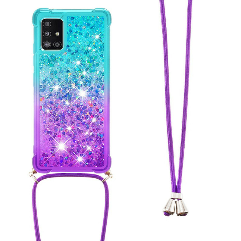 Coque Samsung Galaxy A71 Silicone Paillettes et Cordon