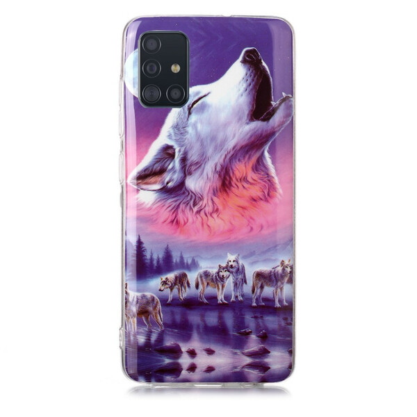 Coque Samsung Galaxy A51 Série Loup Fluorescente