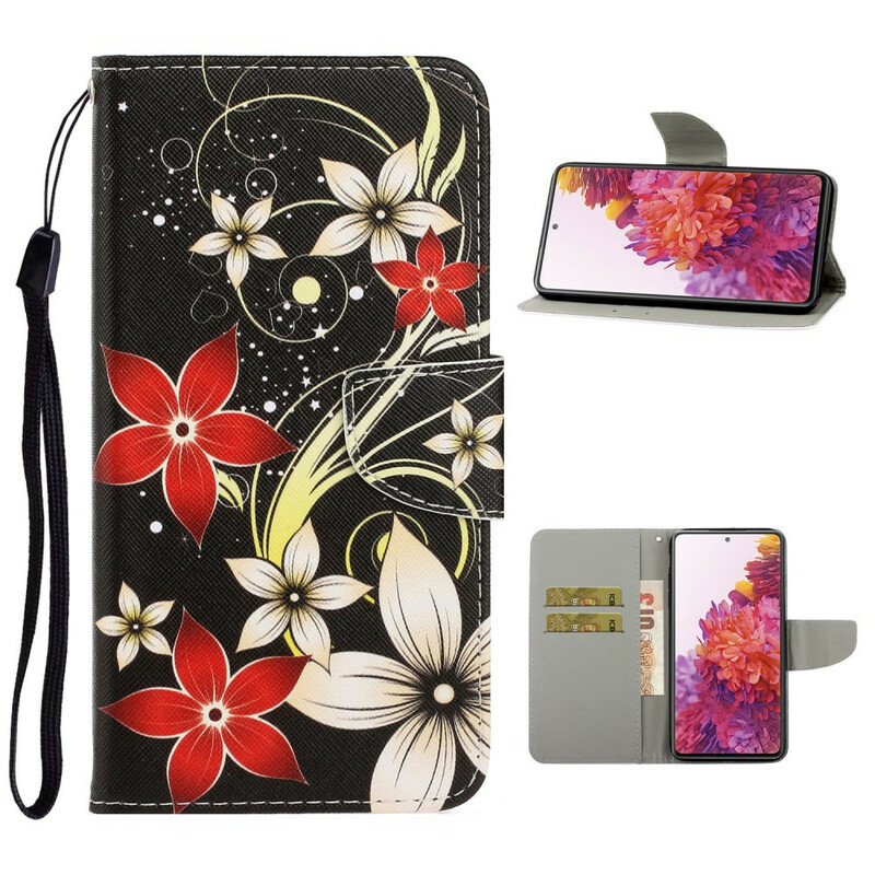 Housse Samsung Galaxy S20 FE Fleurs Colorées à Lanière