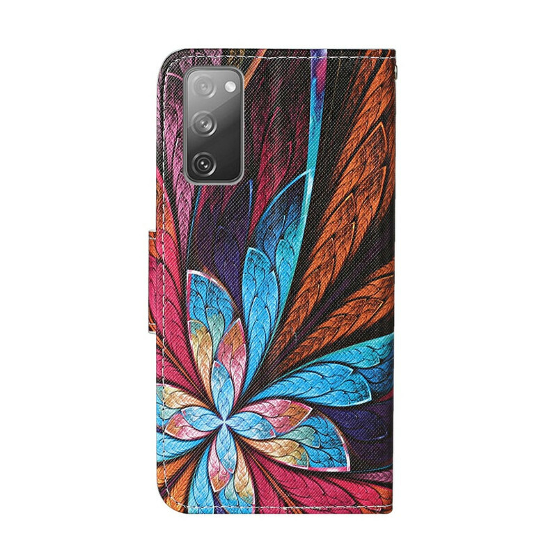 Housse Samsung Galaxy S20 FE Feuilles Colorées avec Lanière