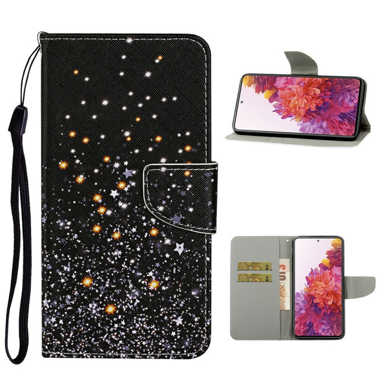 Housse Samsung Galaxy S20 FE Étoiles et Paillettes avec Lanière