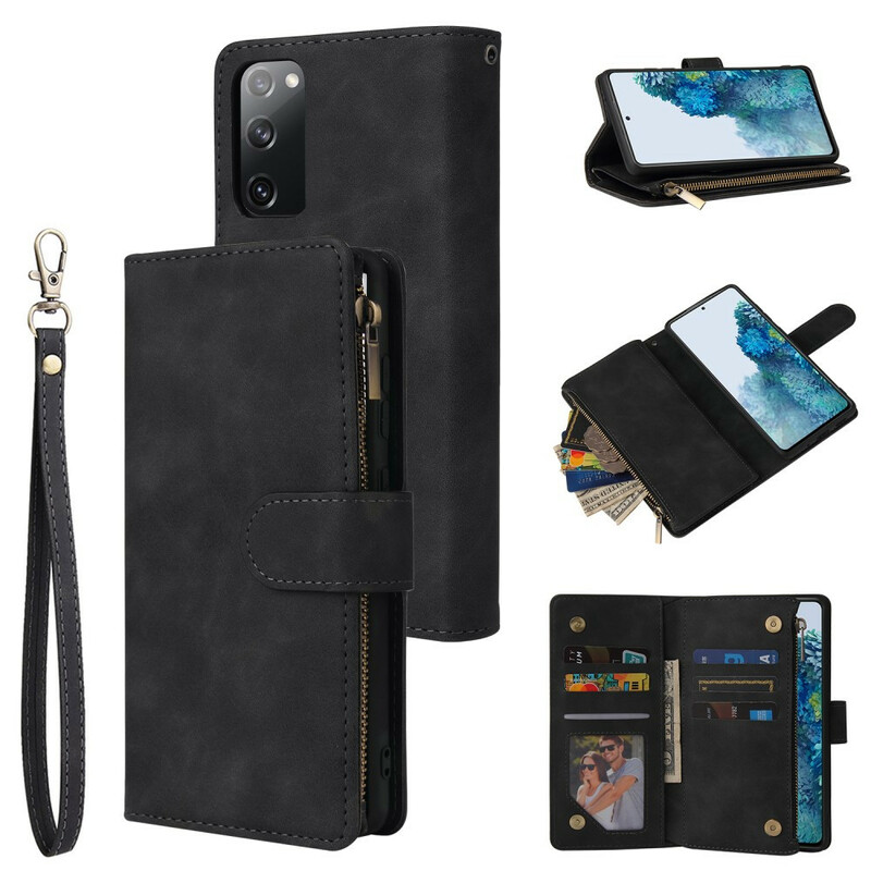 Housse Samsung Galaxy S20 FE Style Cuir Multi-Cartes avec Lanière