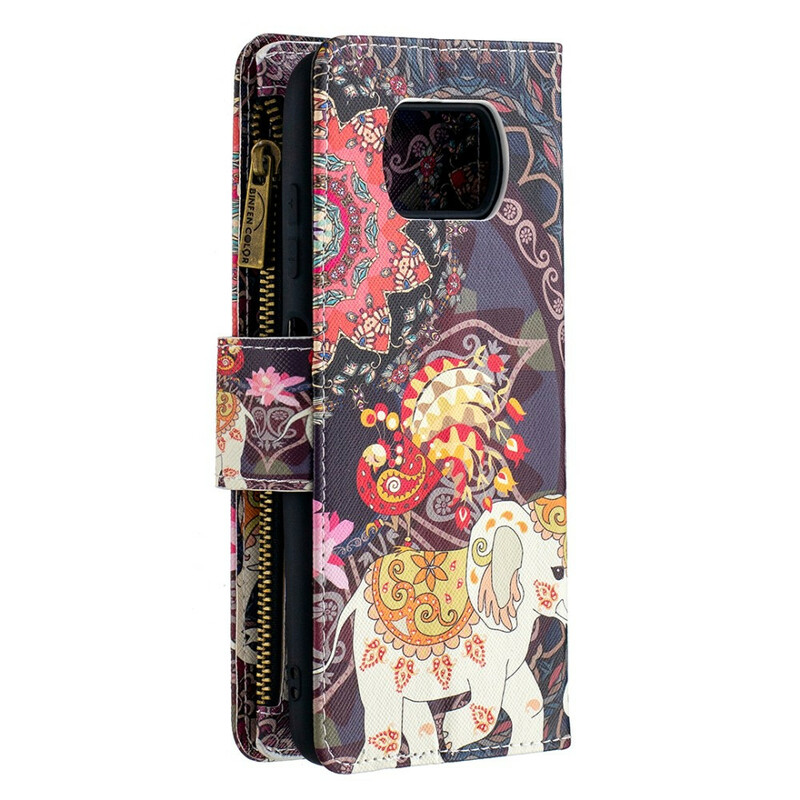 Housse Xiaomi Poco X3 Poche Zippée Éléphant