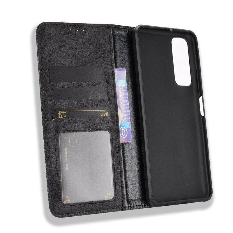 Flip Cover Huawei P Smart 2021 Effet Cuir Vintage Stylisé