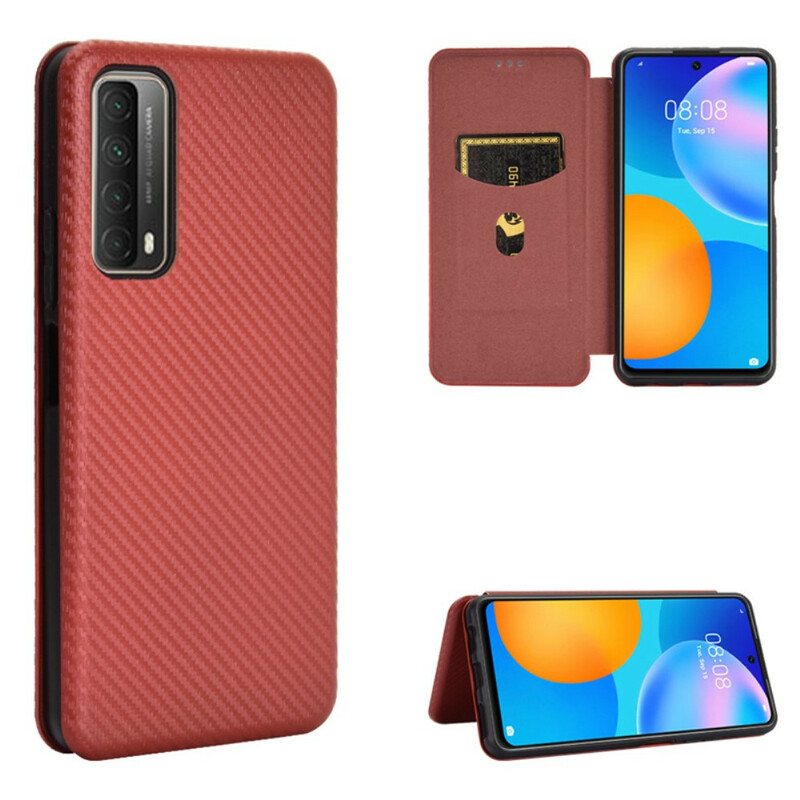 Flip Cover Huawei P Smart 2021 Fibre Carbone