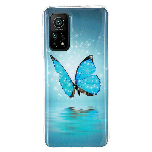 Coque Xiaomi Mi 10T / 10T Pro Papillon Bleu Fluorescente