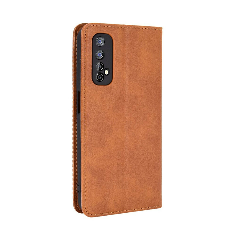 Flip Cover Realme 7 Effet Cuir Vintage Stylisé