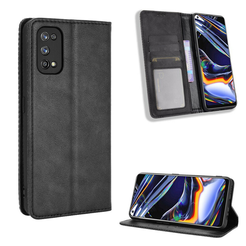 Flip Cover Realme 7 Pro Effet Cuir Vintage Stylisé