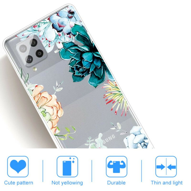 Coque Samsung Galaxy A42 5G Transparente Fleurs Aquarelle