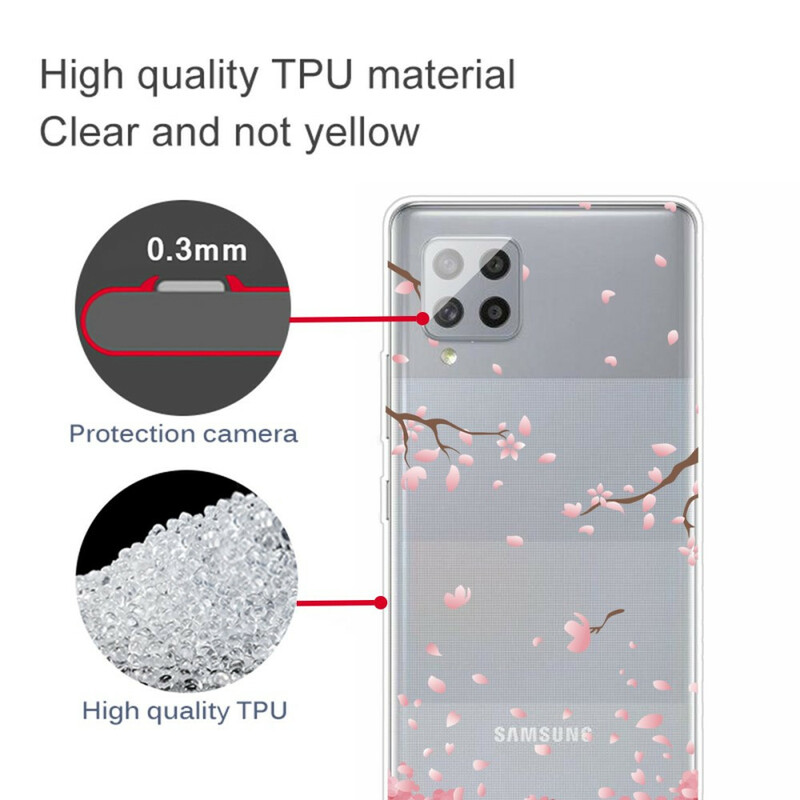 Coque Samsung Galaxy A42 5G Branches à Fleurs