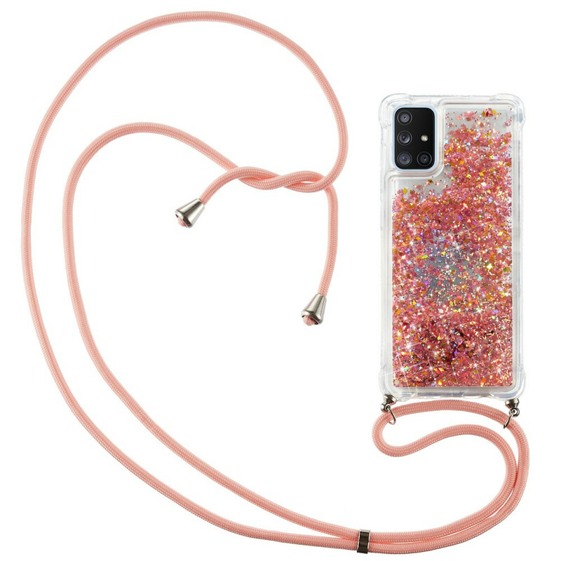 Coque Samsung Galaxy A51 5G Paillettes avec Cordon