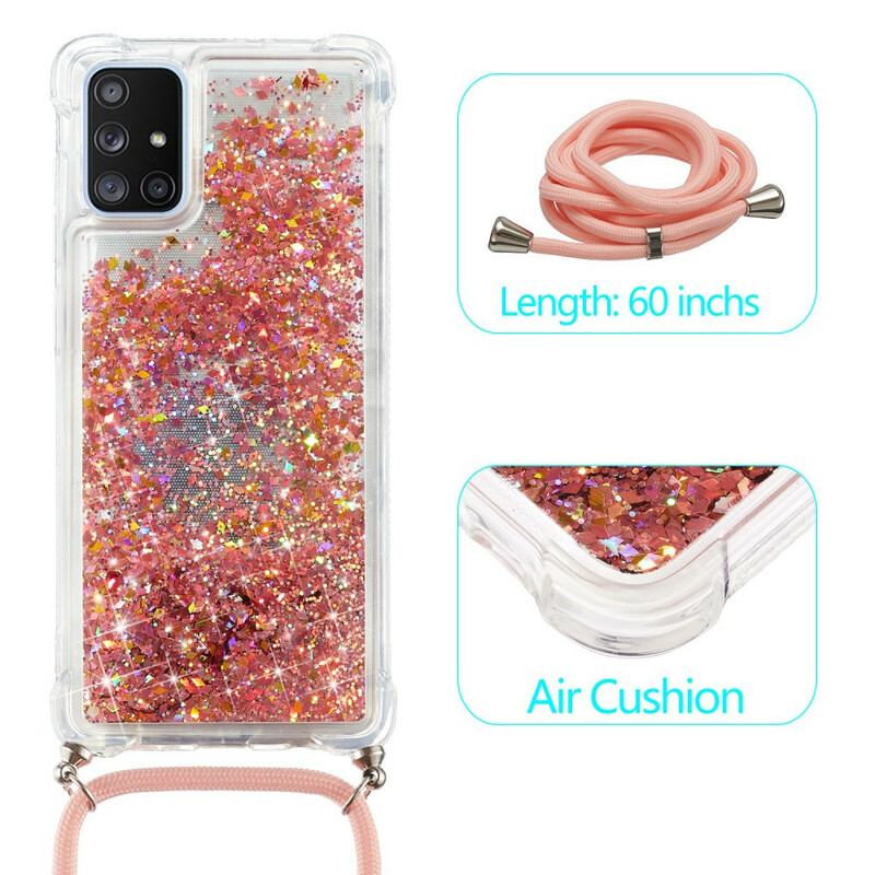 Coque Samsung Galaxy A51 5G Paillettes avec Cordon