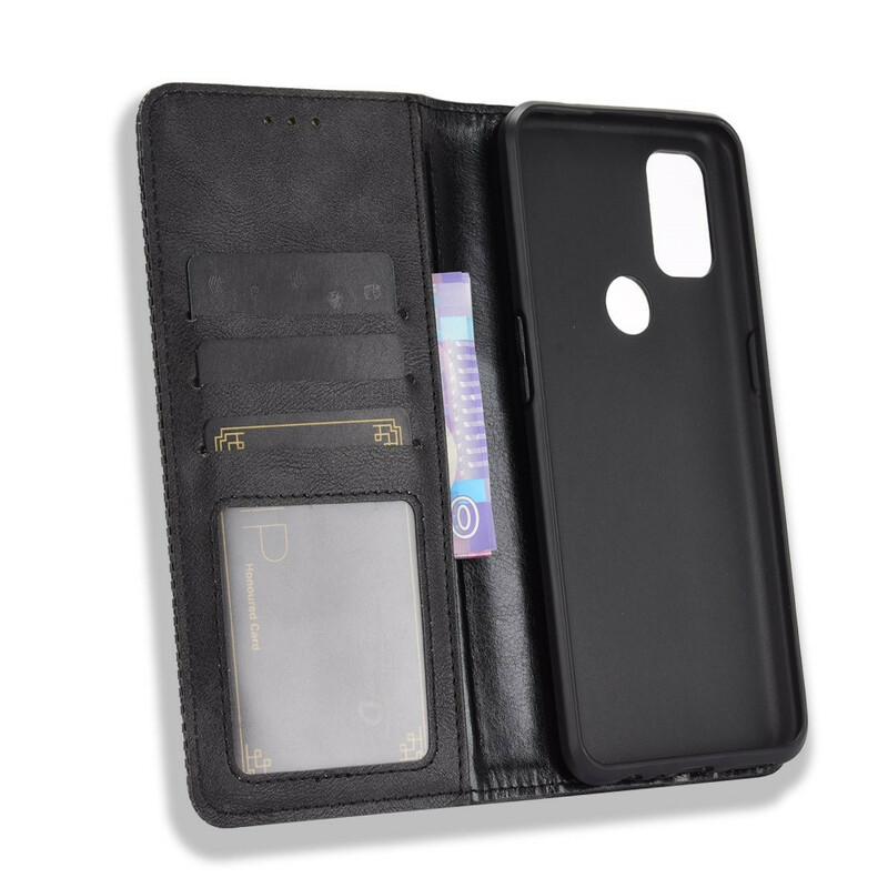 Flip Cover OnePlus Nord N10 Effet Cuir Vintage Stylisé